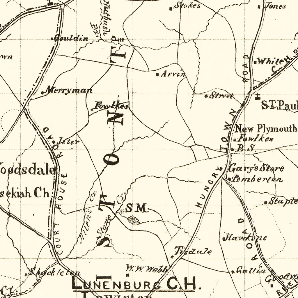 Vintage Map of Lunenburg County, Virginia 1871