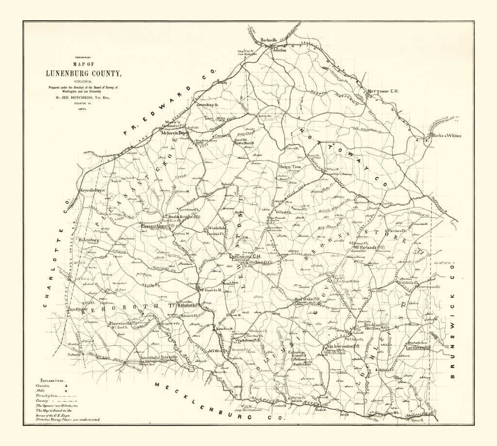 Vintage Map of Lunenburg County, Virginia 1871