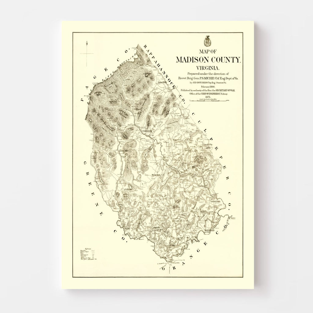 Vintage Map of Madison County, Virginia 1875