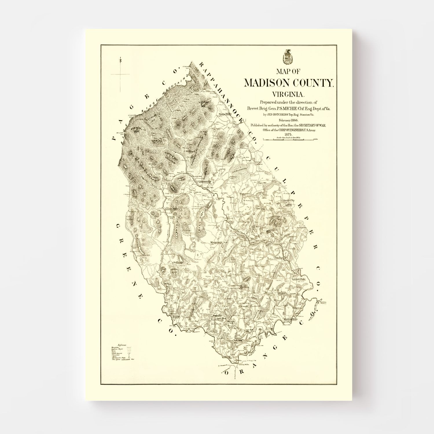 Vintage Map of Madison County, Virginia 1875