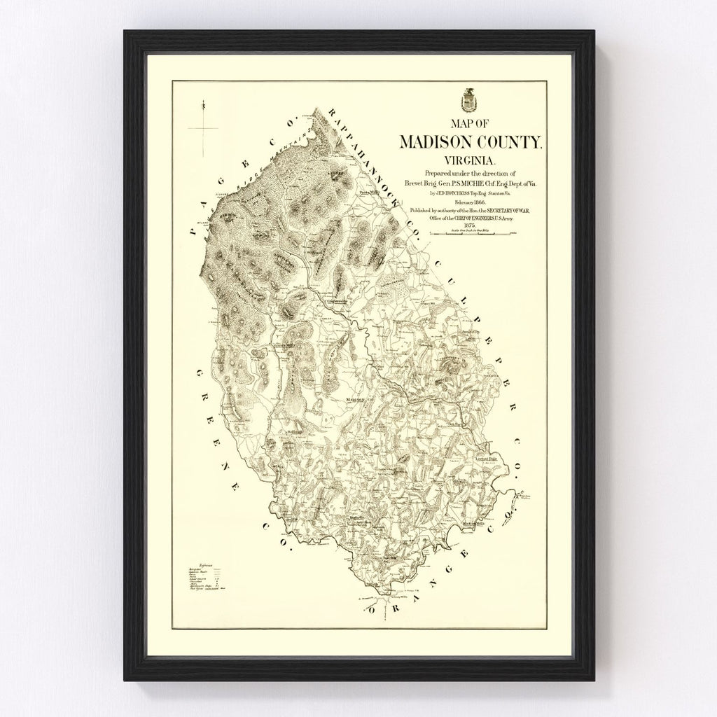 Vintage Map of Madison County, Virginia 1875