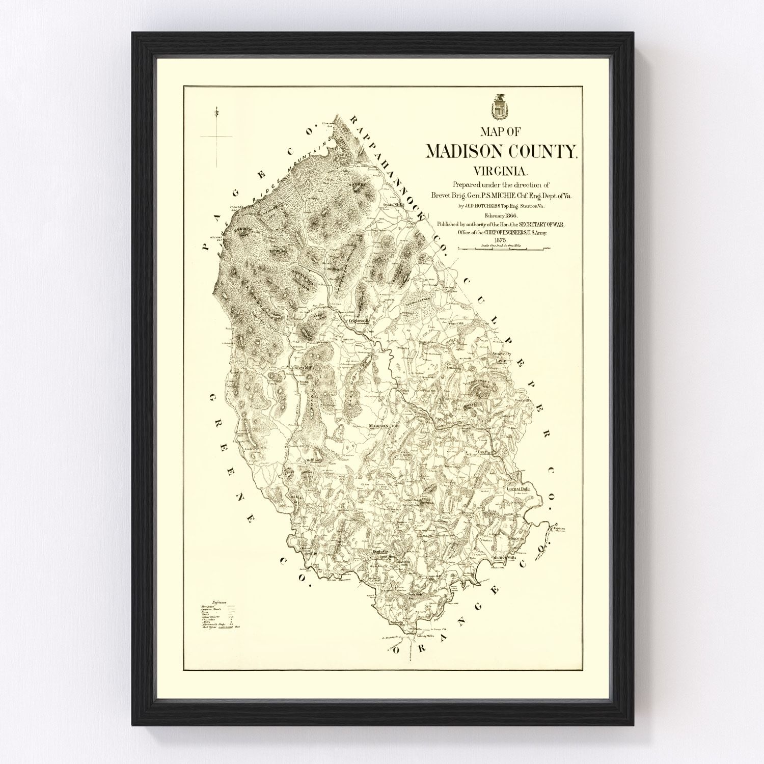 Vintage Map of Madison County, Virginia 1875