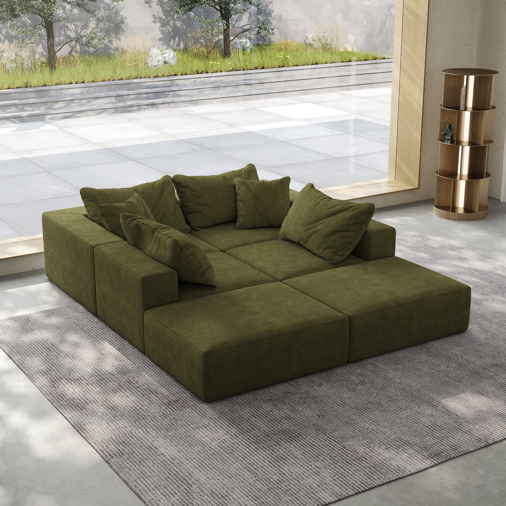 Oversized sponge cloud sofa,Modern Upholstered Sectional Sofa Couch Set,Modular 162' L Shaped Sectional Living Room Sofa Set With 6 Pillows,Free Combination Sofa Couch for Living Room,BedroomWF055