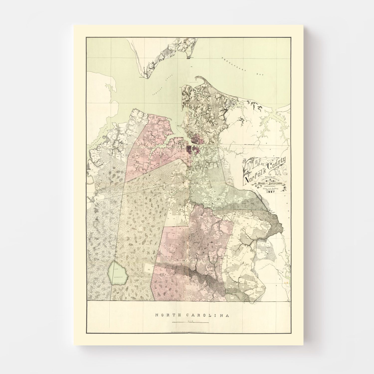 Vintage Map of Norfolk County, Virginia 1887
