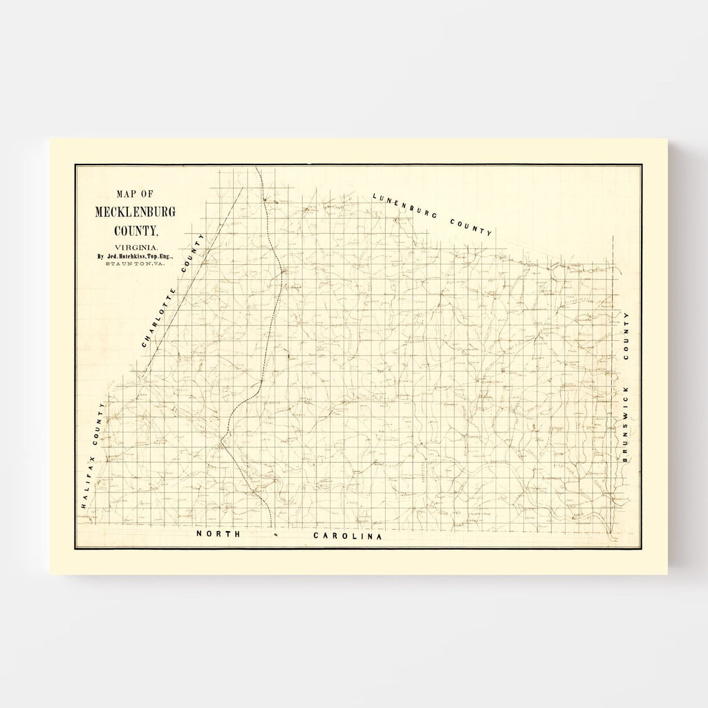 Vintage Map of Mecklenburg County, Virginia 1860