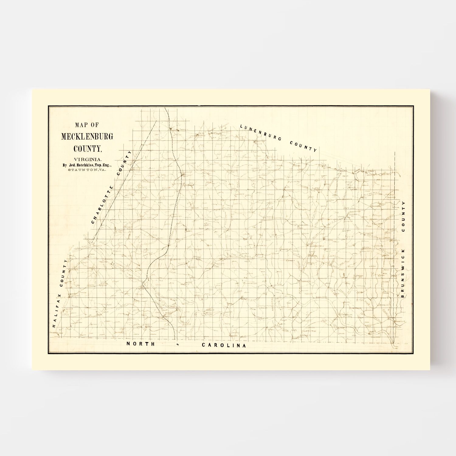 Vintage Map of Mecklenburg County, Virginia 1860