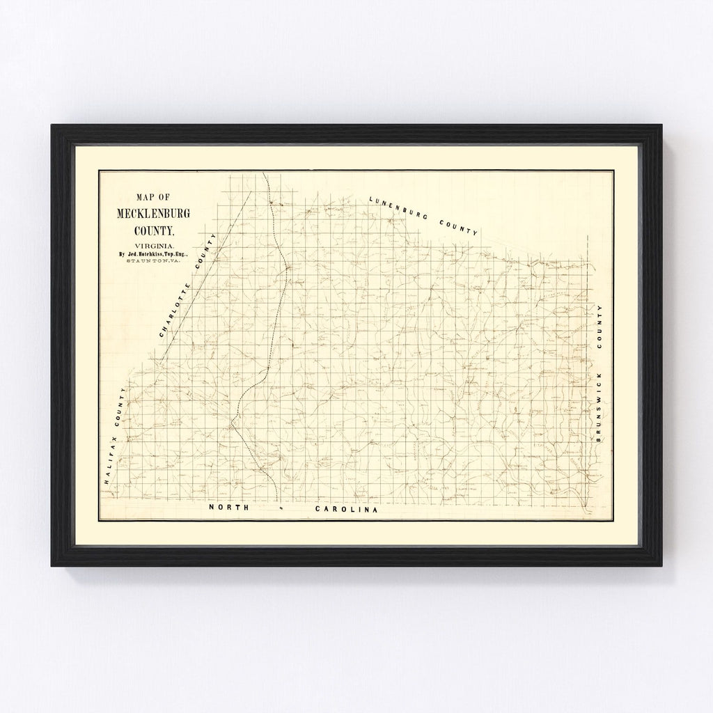 Vintage Map of Mecklenburg County, Virginia 1860