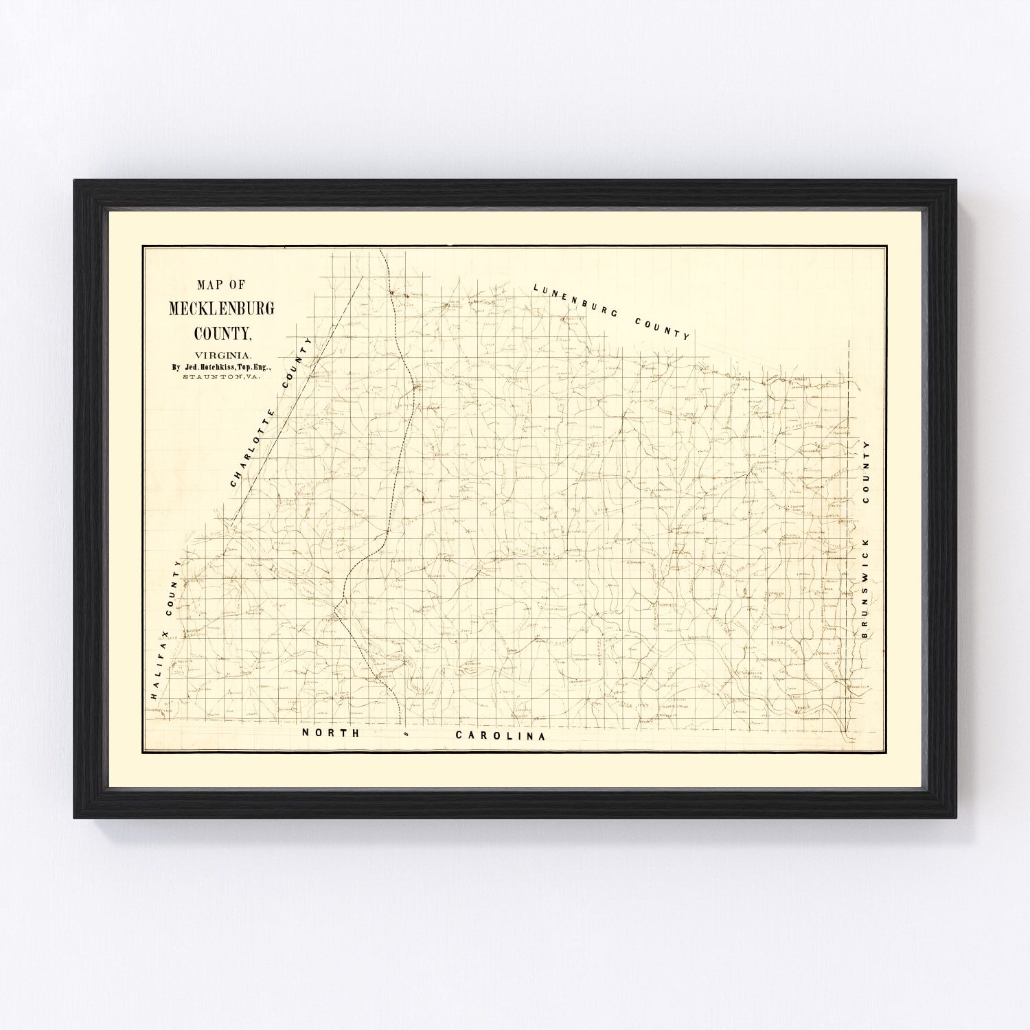 Vintage Map of Mecklenburg County, Virginia 1860