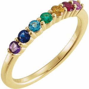 14K Yellow Gold Natural Multi-Gemstone Anniversary Band