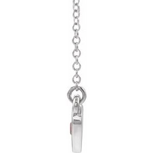 Sterling Silver Natural Pink Tourmaline Heart 16" Necklace