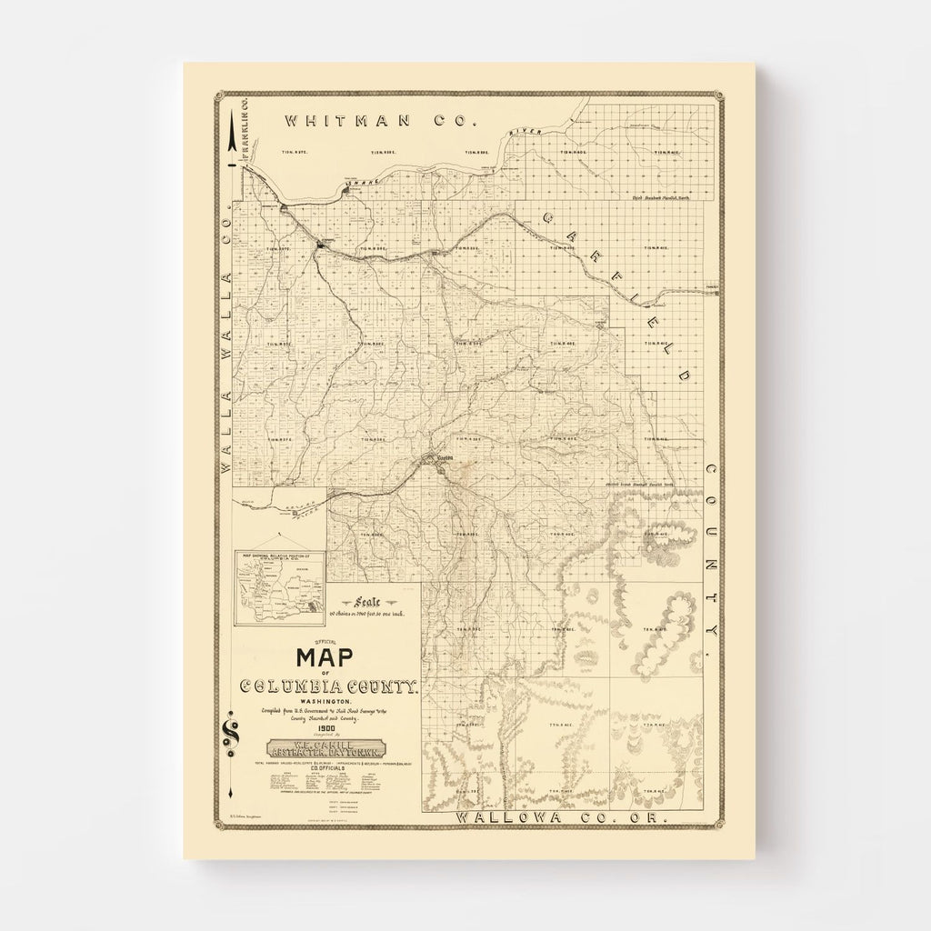 Vintage Map of Columbia County, Washington 1900