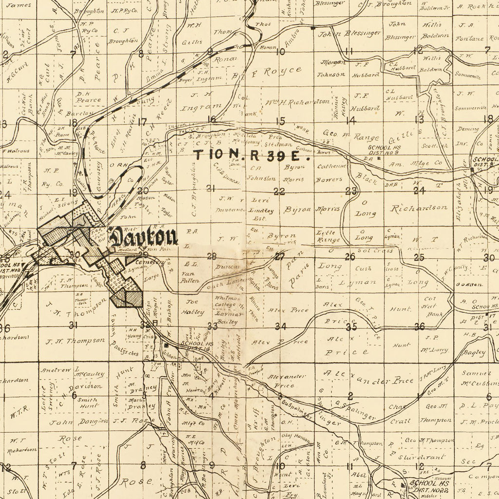 Vintage Map of Columbia County, Washington 1900