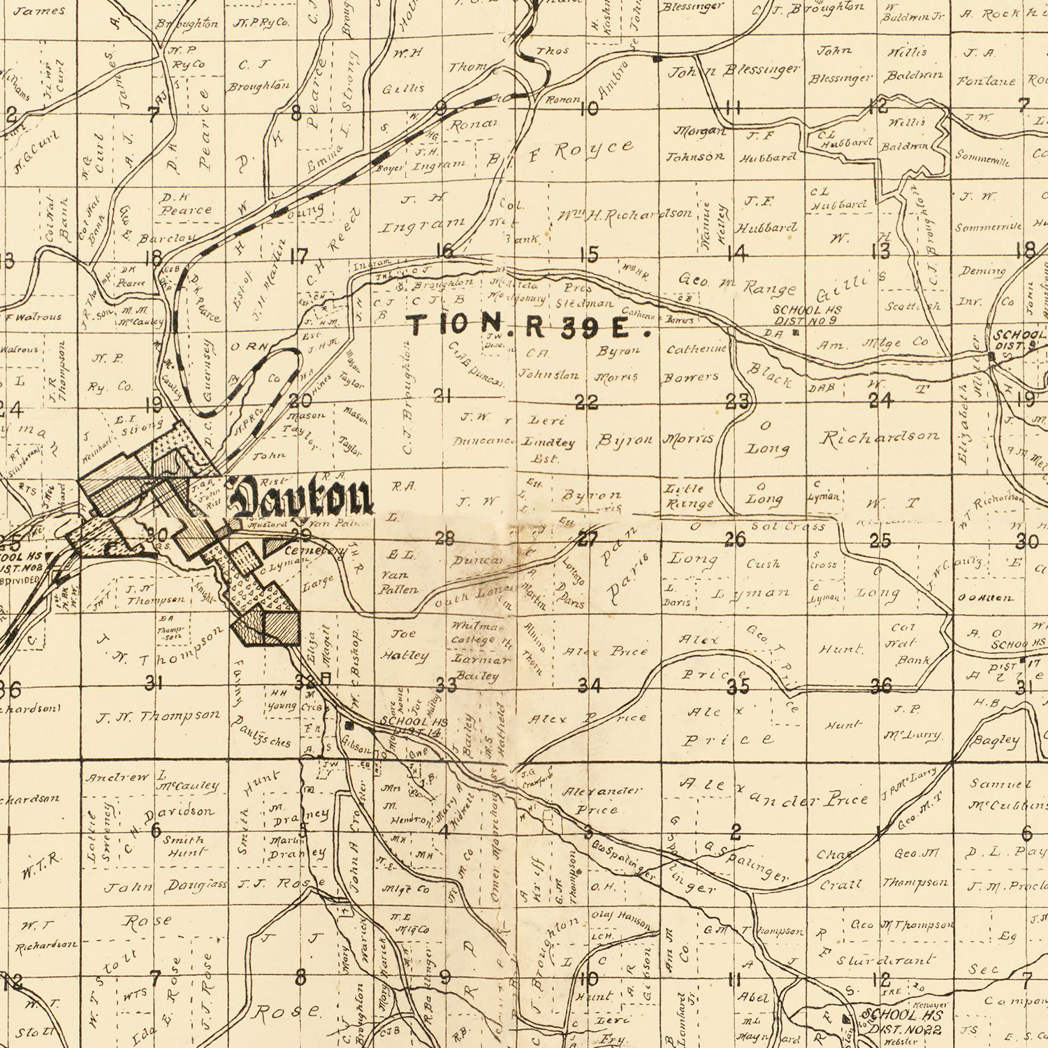 Vintage Map of Columbia County, Washington 1900