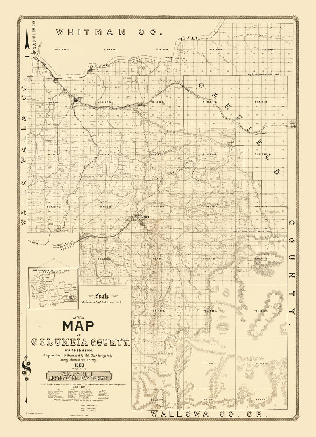 Vintage Map of Columbia County, Washington 1900