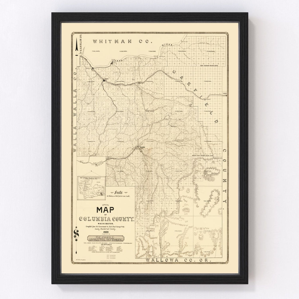 Vintage Map of Columbia County, Washington 1900
