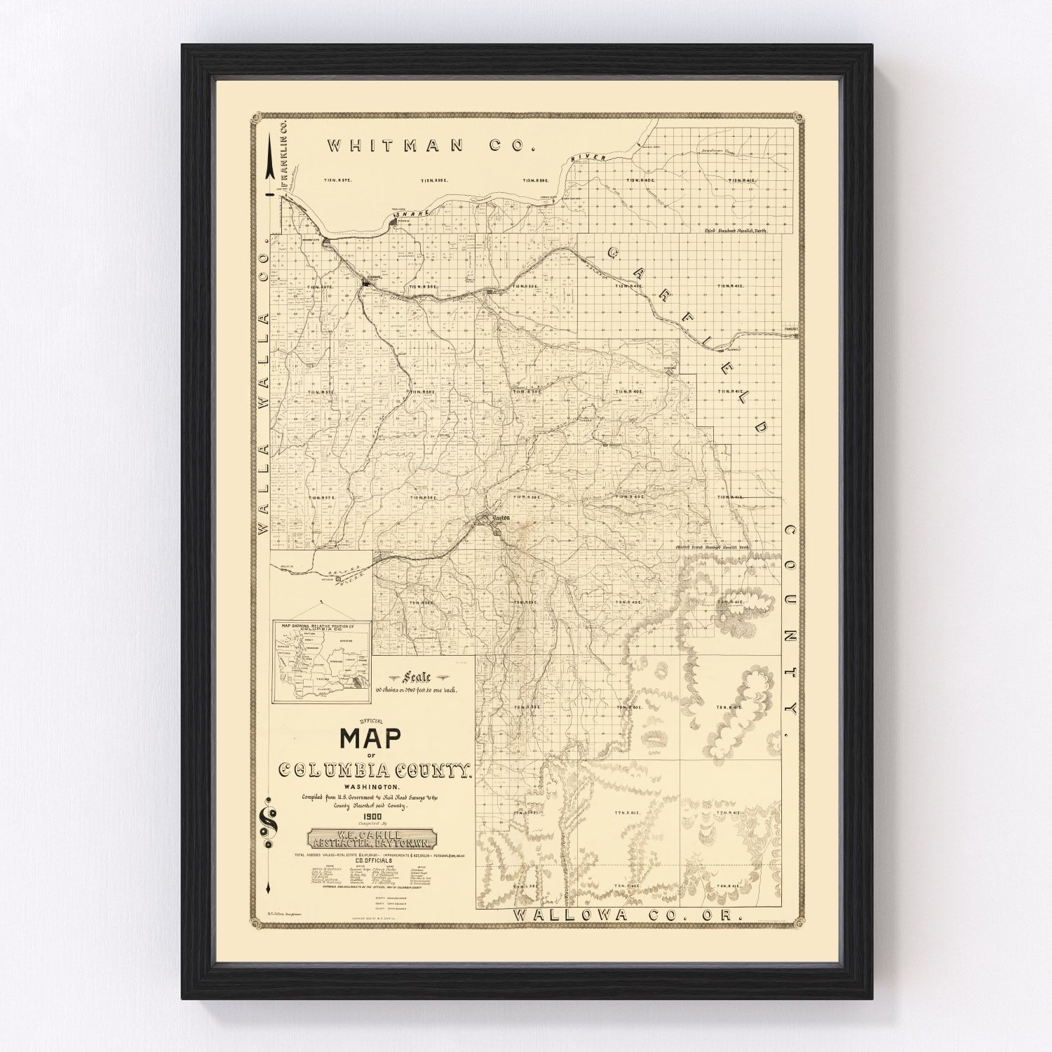 Vintage Map of Columbia County, Washington 1900