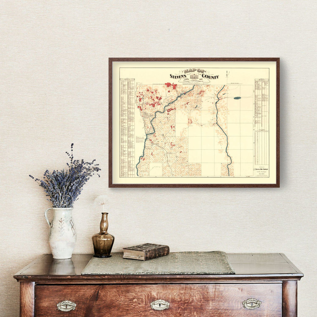 Vintage Map of Stevens County, Washington 1900