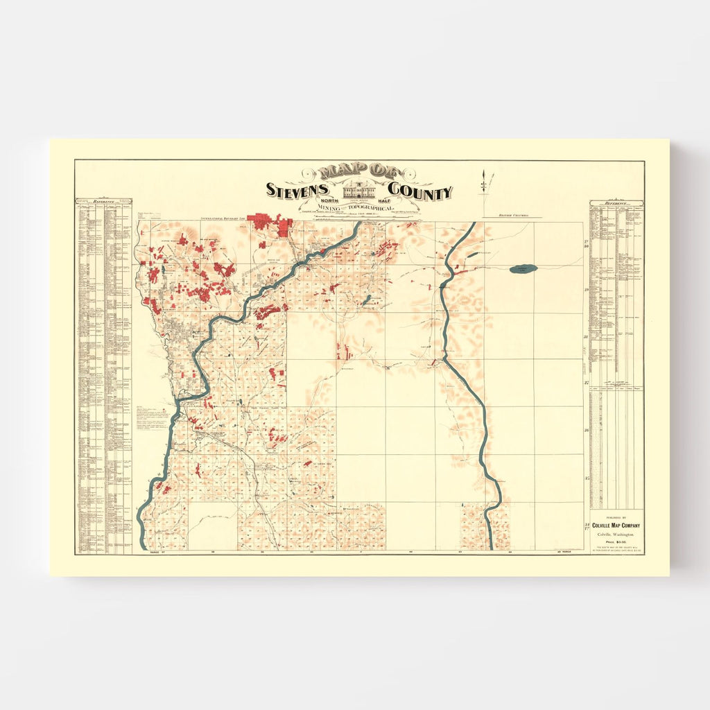 Vintage Map of Stevens County, Washington 1900