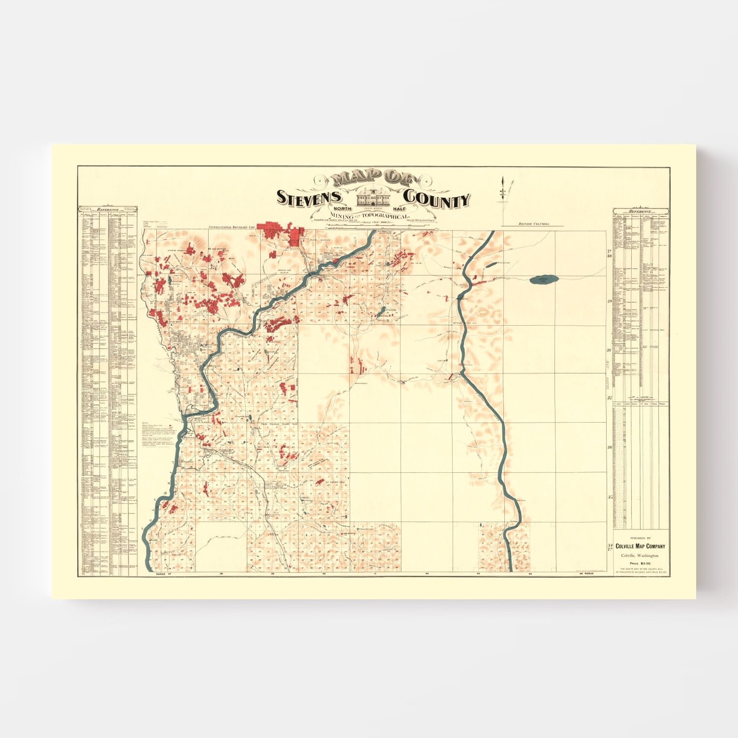 Vintage Map of Stevens County, Washington 1900
