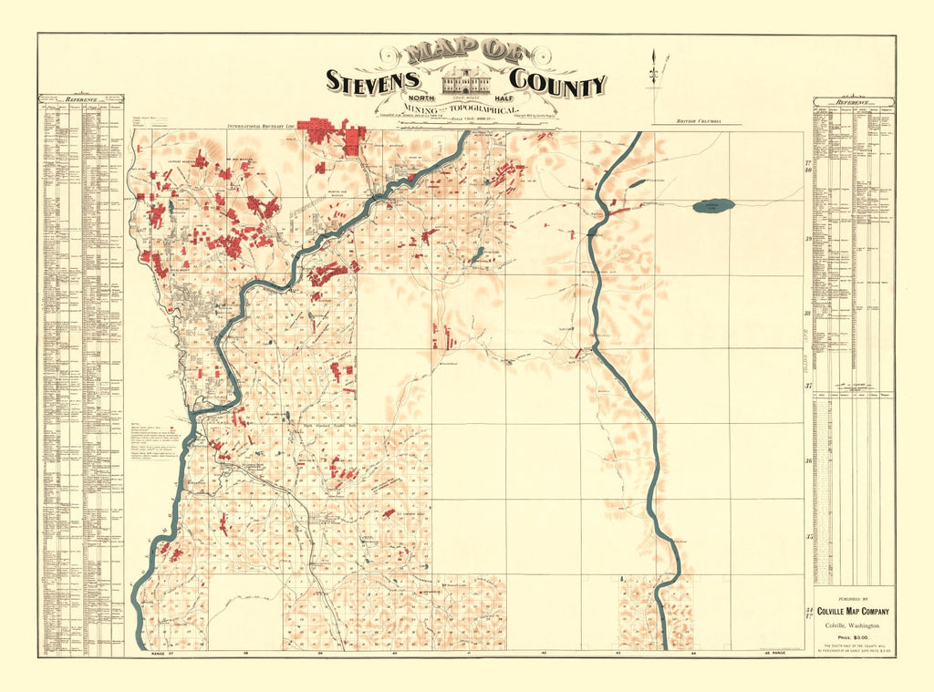 Vintage Map of Stevens County, Washington 1900