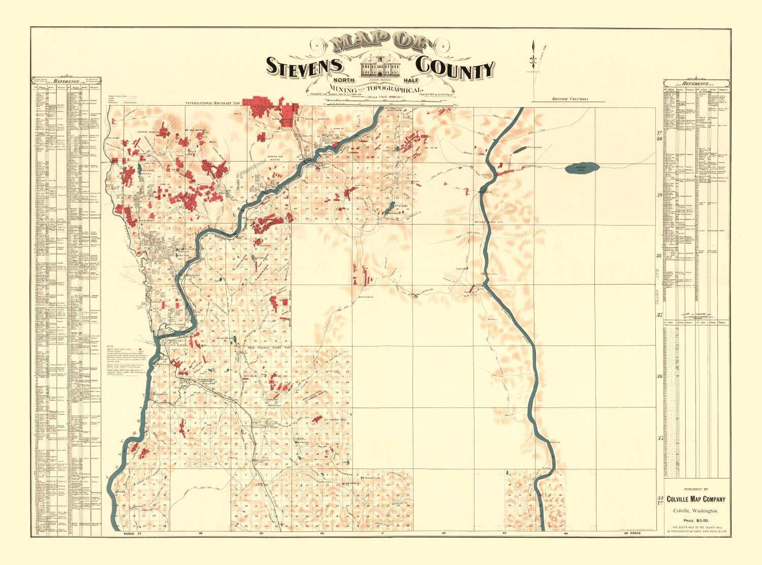 Vintage Map of Stevens County, Washington 1900