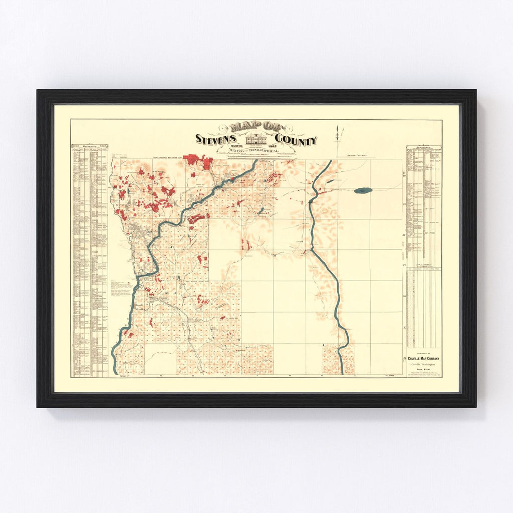 Vintage Map of Stevens County, Washington 1900