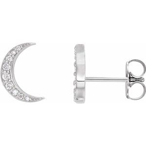 14K White Gold .04 CTW Natural Diamond Crescent Moon Single Earring