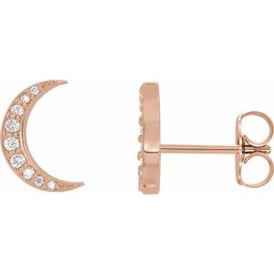 14K Rose Gold 1/10 CTW Lab-Grown Crescent Moon Stud Earrings