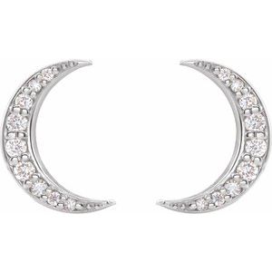 Sterling Silver 1/10 CTW Natural Diamond Crescent Moon Earrings – image 2