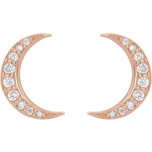 14K Rose Gold 1/10 CTW Lab-Grown Crescent Moon Stud Earrings – image 2