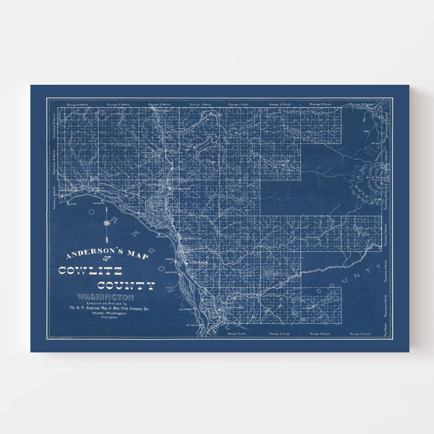 Vintage Map of Cowlitz County, Washington 1897