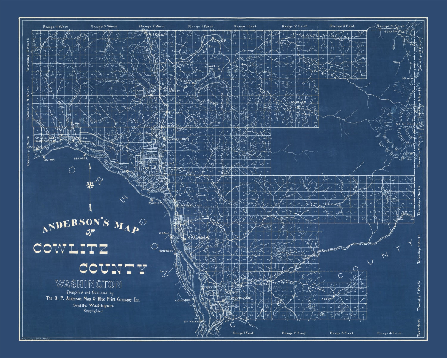 Vintage Map of Cowlitz County, Washington 1897