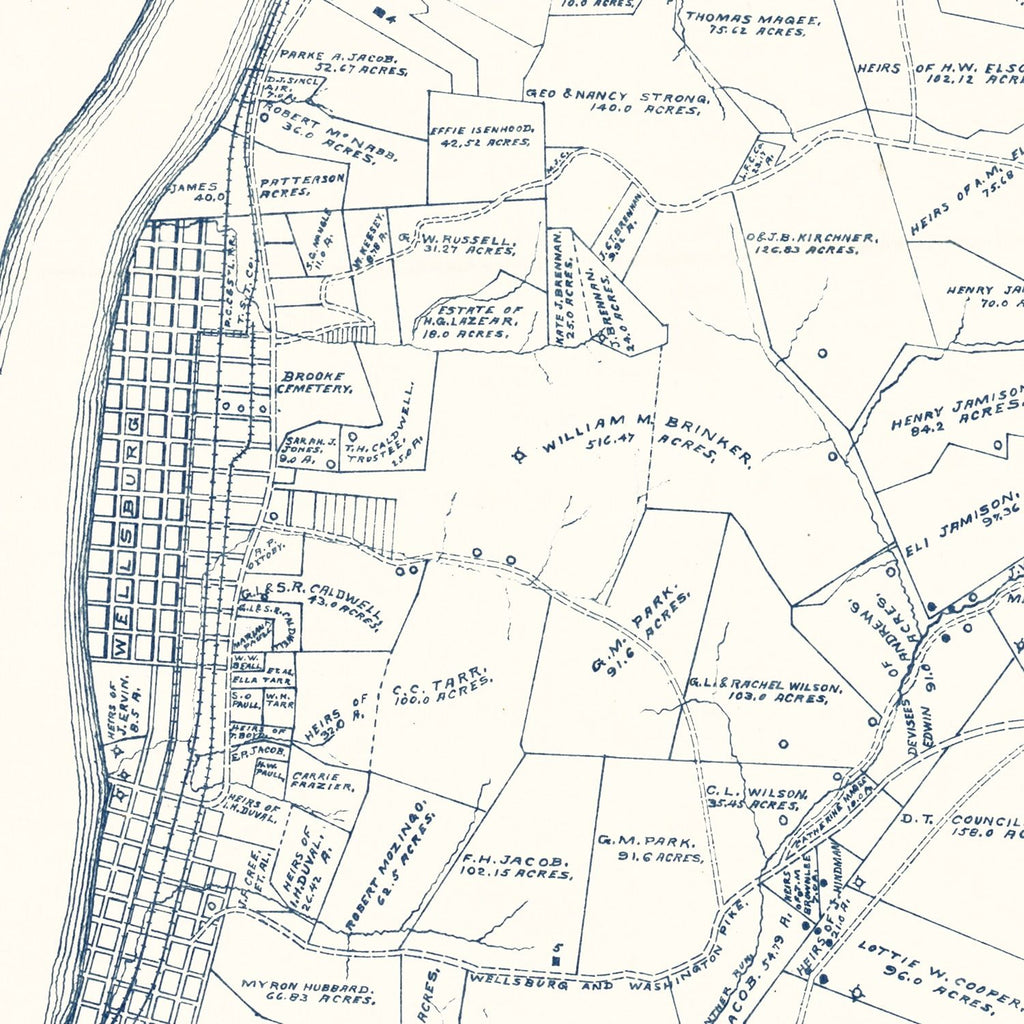 Vintage Map of Brooke County, West Virginia 1912