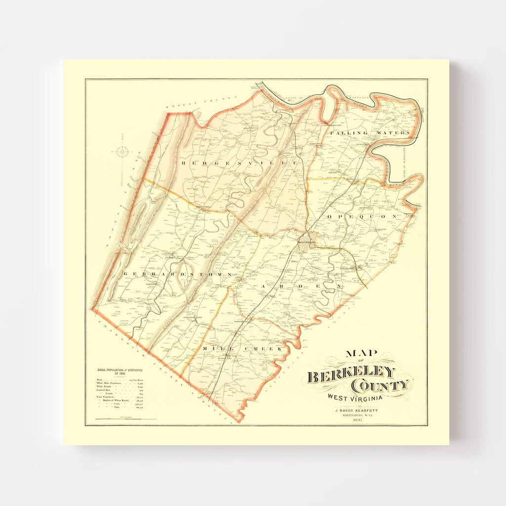 Vintage Map of Berkeley County, West Virginia 1894