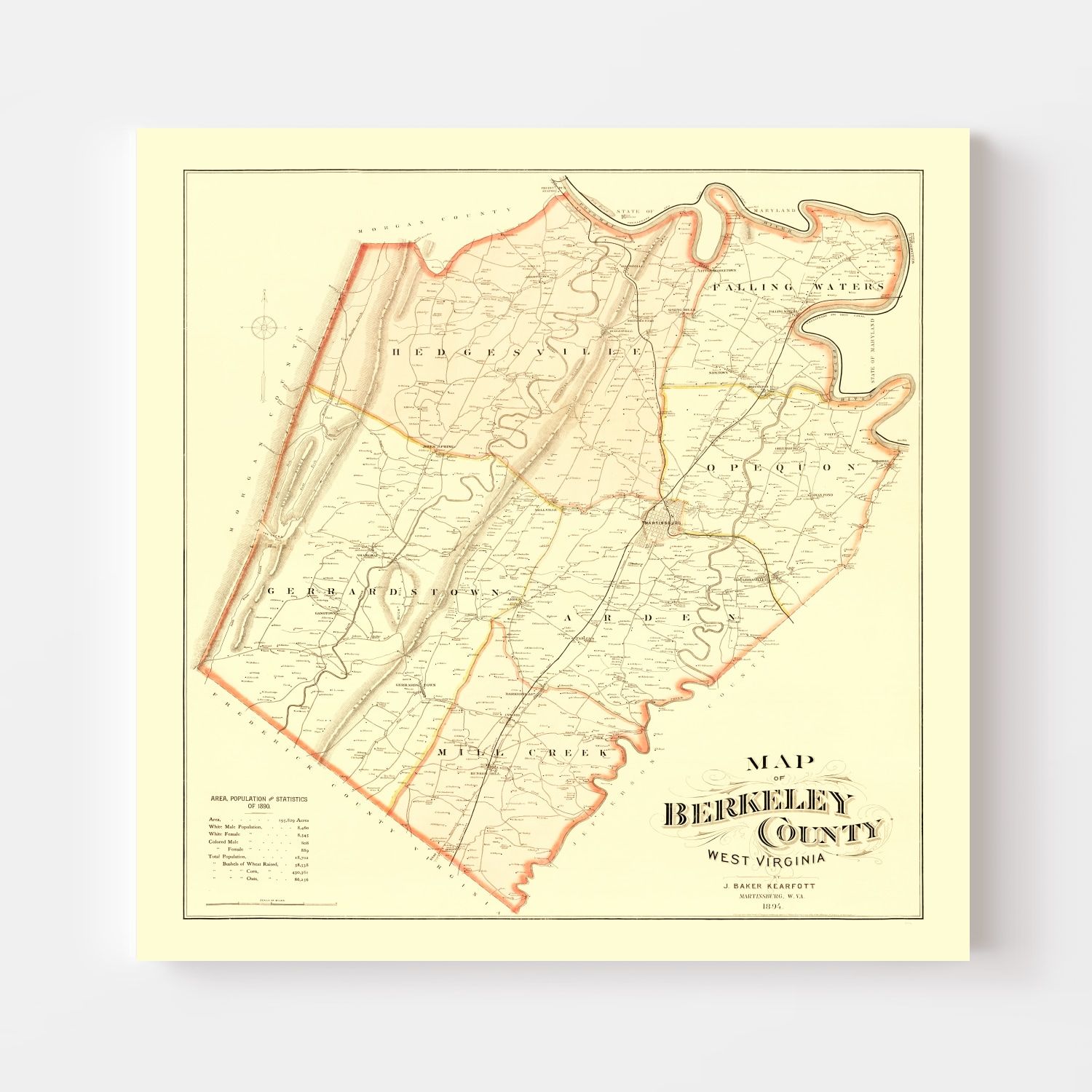 Vintage Map of Berkeley County, West Virginia 1894