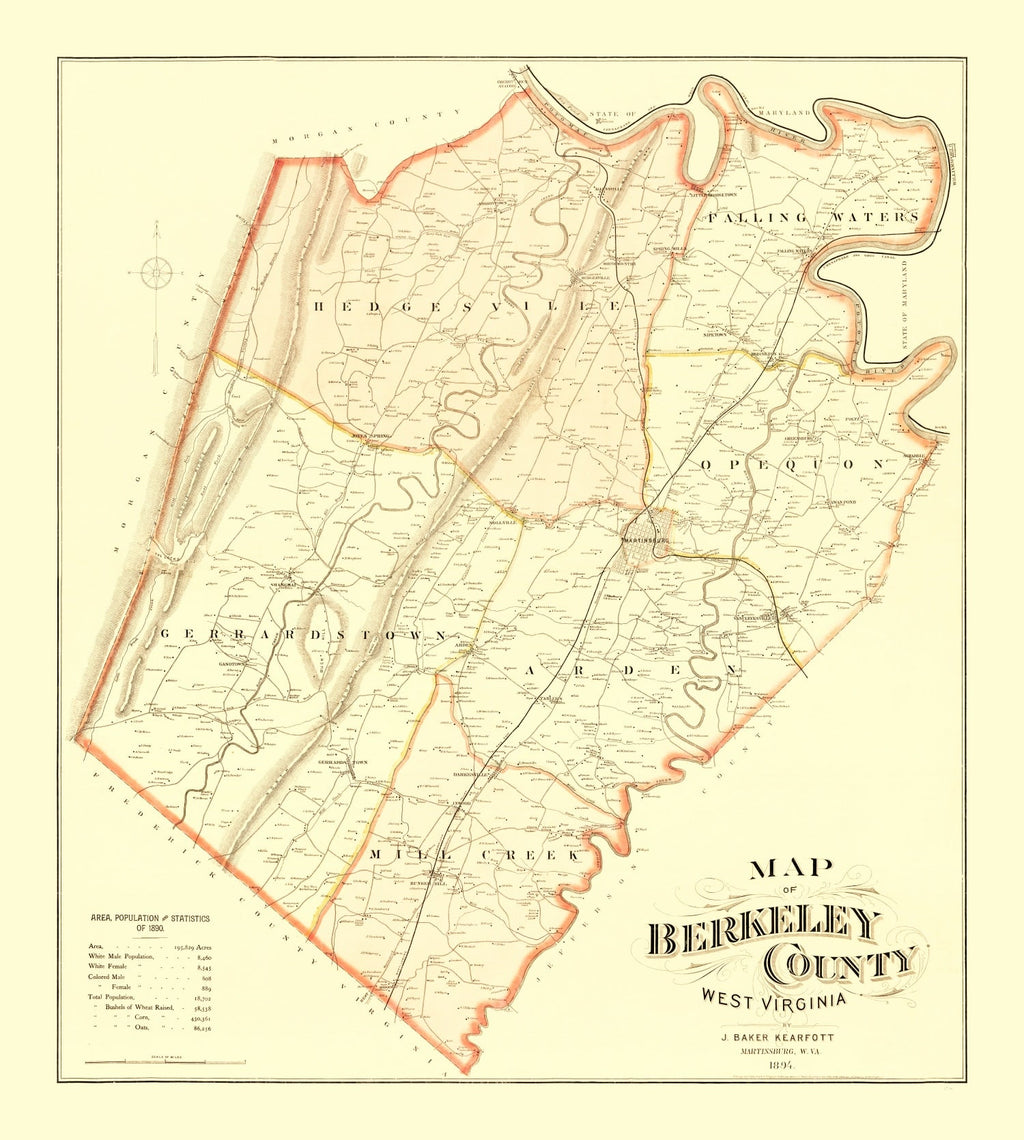 Vintage Map of Berkeley County, West Virginia 1894