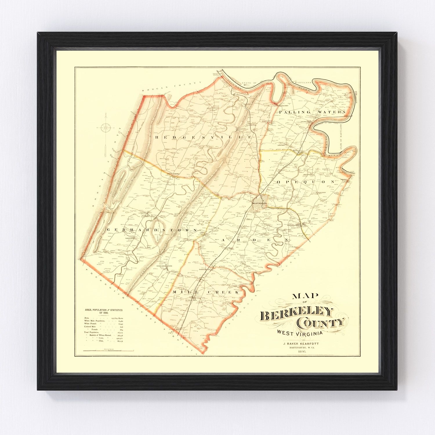 Vintage Map of Berkeley County, West Virginia 1894