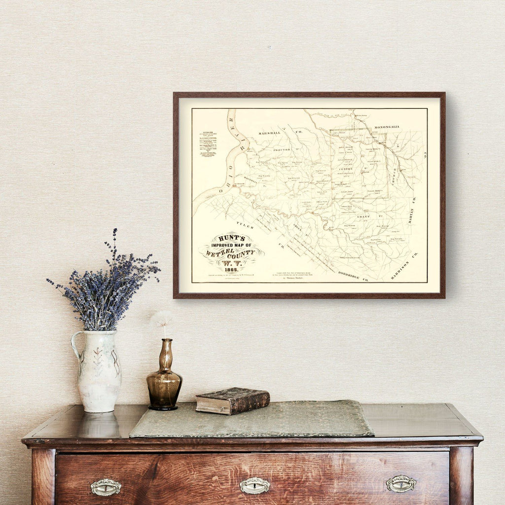 Vintage Map of Wetzel County, West Virginia 1865