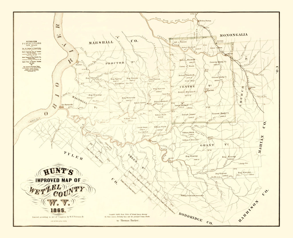 Vintage Map of Wetzel County, West Virginia 1865