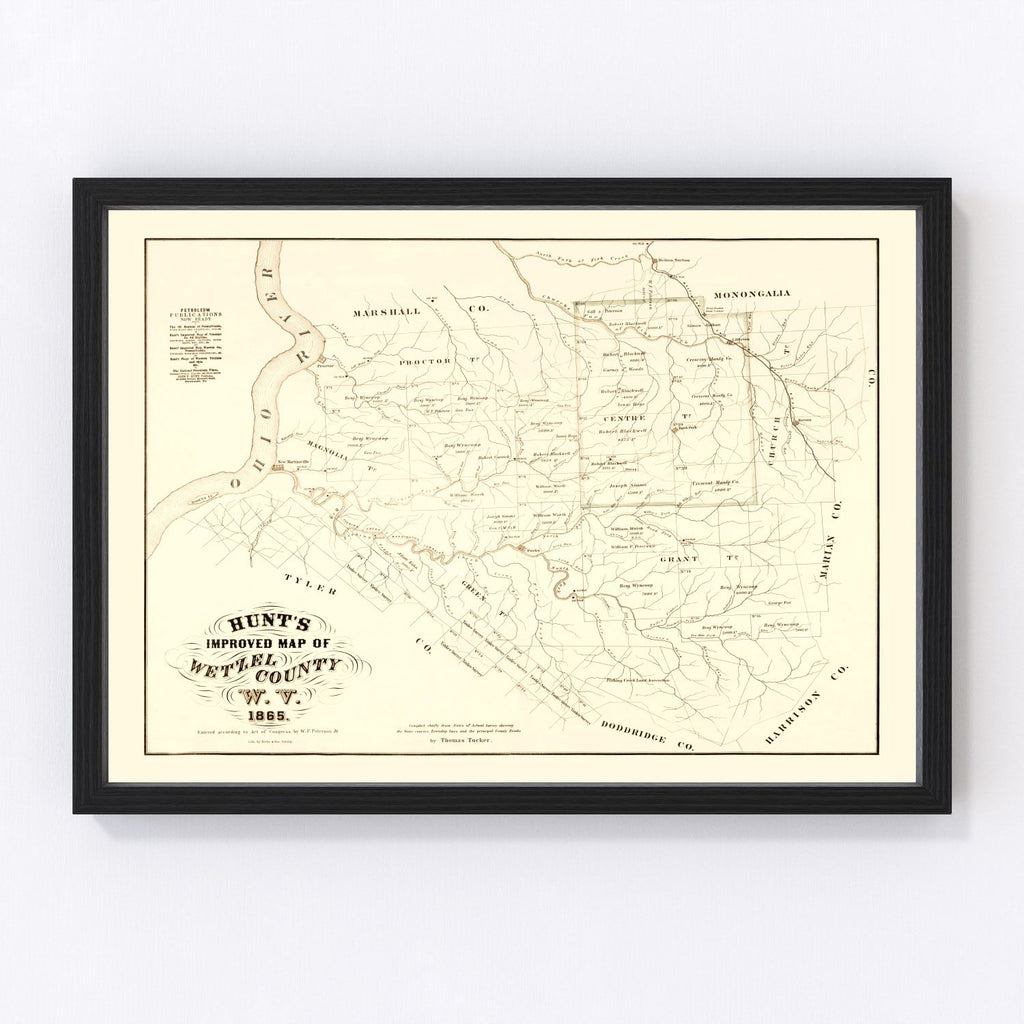 Vintage Map of Wetzel County, West Virginia 1865