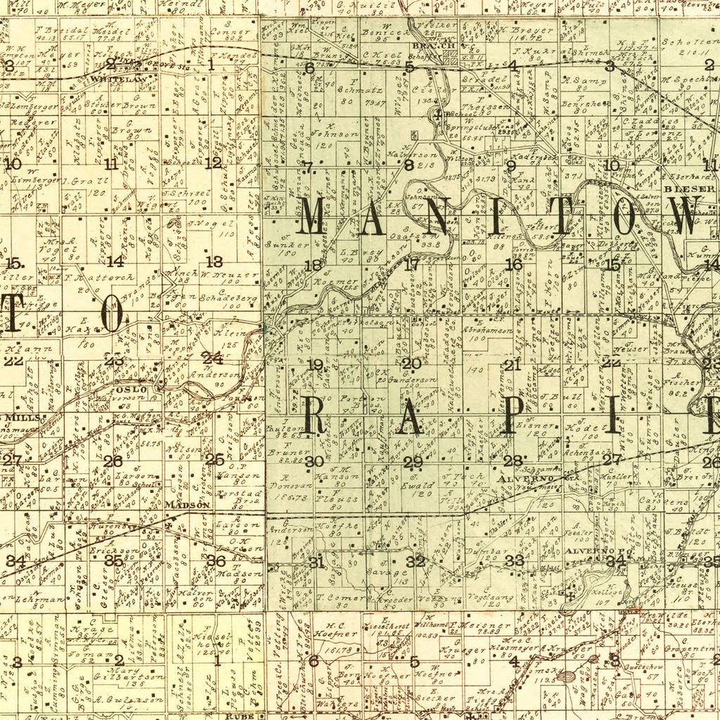 Vintage Map of Manitowac County, Wisconsin 1902