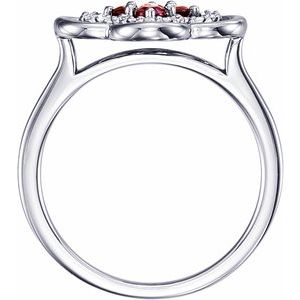 Platinum Natural Mozambique Garnet & 1/10 CTW Natural Diamond Ring