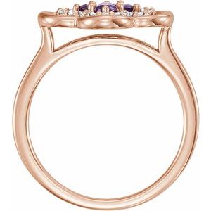 14K Rose Gold Natural Amethyst & 1/10 CTW Natural Diamond Ring
