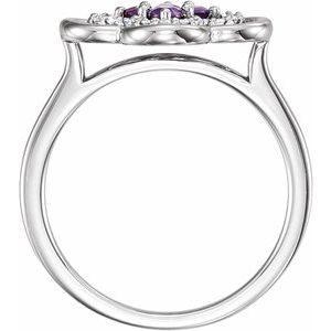 Platinum Natural Amethyst & 1/10 CTW Natural Diamond Ring