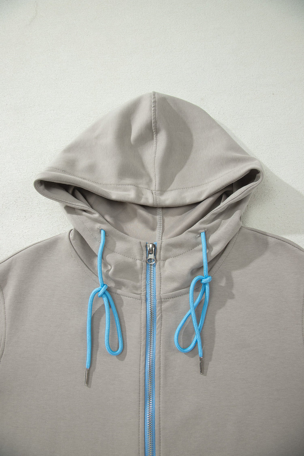 Contrast Trim Zip-Up Jacket & Drawstring Skort Set