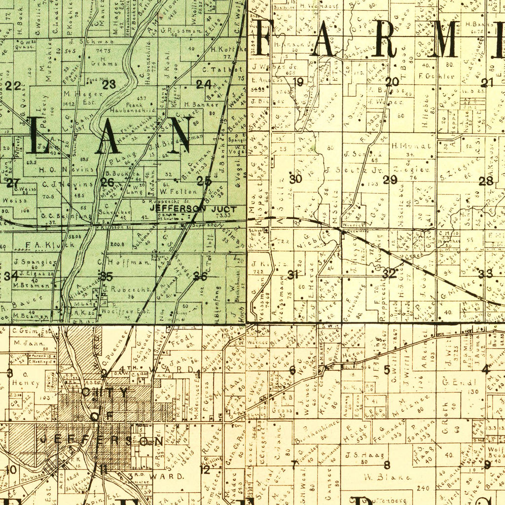 Vintage Map of Jefferson County, Wisconsin 1900