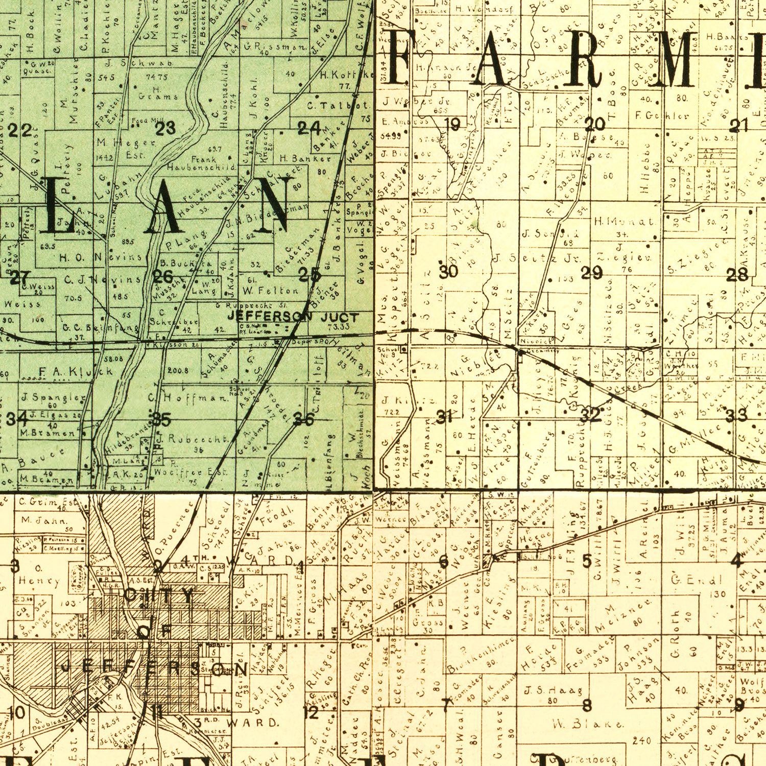Vintage Map of Jefferson County, Wisconsin 1900