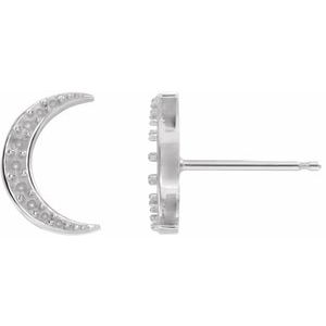 14K White Gold Crescent Moon Single Earring Mounting