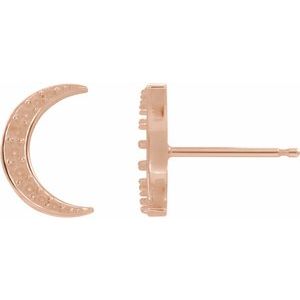 14K Rose Gold Crescent Moon Single Earring Mounting