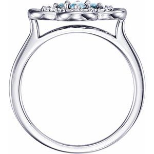 Platinum Natural Aquamarine & 1/10 CTW Natural Diamond Ring
